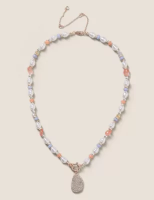 Rhinestone Pearl Short Necklace