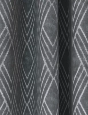 Velvet Geometric Eyelet Curtains