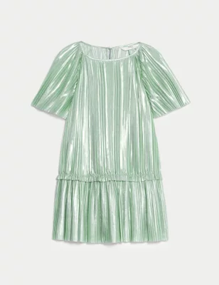 Plisse Metallic Dress (2-8 Yrs)
