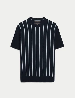 Cotton Rich Striped Knitted Polo Shirt