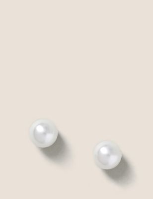 Glass Pearl Stud Earrings