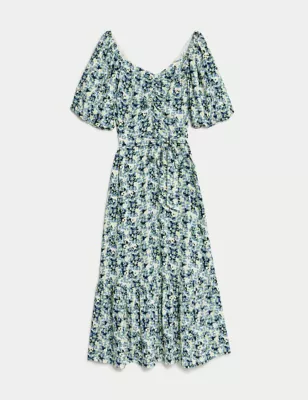 Floral V-Neck Midaxi Tea Dress