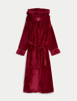 Fleece Hooded Long Dressing Gown