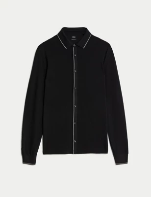 Pure Cotton Long Sleeve Polo Shirt