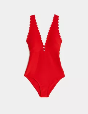 Padded Scallop Plunge Swimsuit