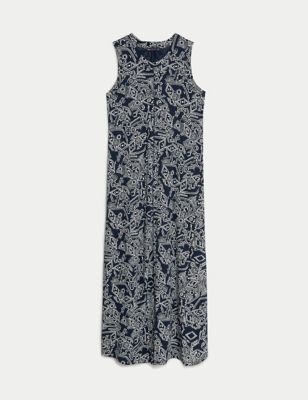 Pure Cotton Printed Midaxi T-Shirt Dress