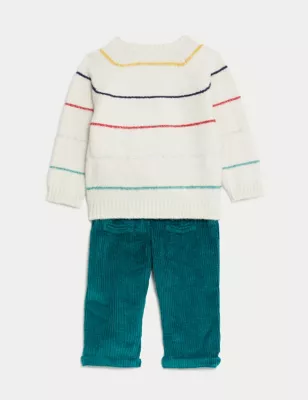 2pc Cotton Blend Striped Outfit (0-3 Yrs)