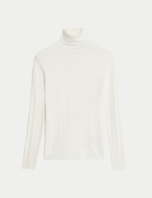 Ribbed Roll Neck Knitted Top