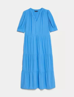 V-Neck Midi Relaxed Tiered Dress