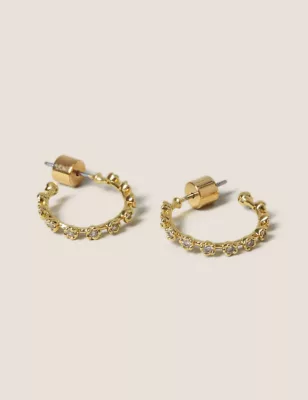 14ct Gold Plated Cubic Zirconia Hoop Earrings