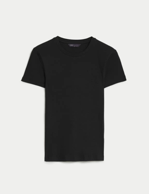Cotton Rich Slim Fit Ribbed T-Shirt