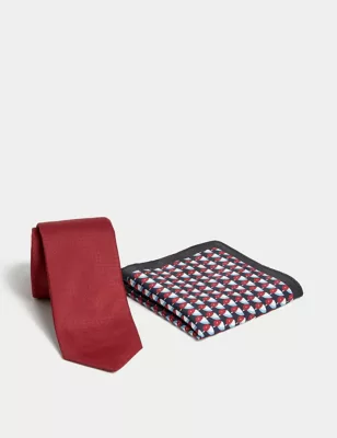 Slim Printed Tie & Pocket Square Set