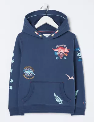 Cotton Rich Embroidered Dinosaur Hoodie (3-13 Yrs)