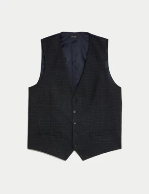 Regular Fit Prince Of Wales Check Waistcoat