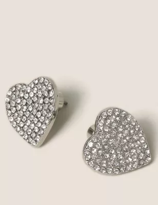 Heart Rhinestone Stud Earrings