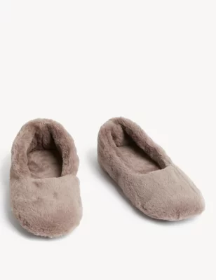 Faux Fur Ballerina Slippers With Freshfeet&trade;