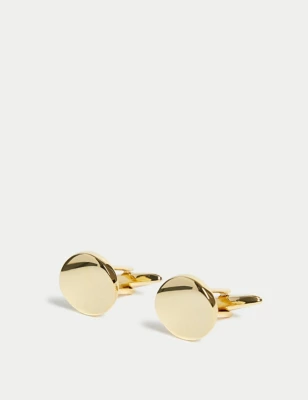 Gold Plated Circle Cufflinks