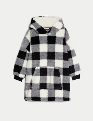 Kids' Fleece Mono Check Family Christmas Oversized Hoodie (3-16 Yrs)