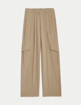 Cargo Pleated Wide Leg Trousers
