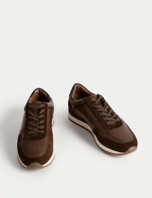 Leather Lace Up Trainers