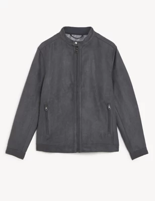Faux Suede Biker Jacket