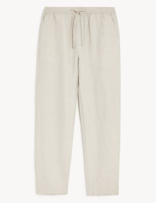 Tapered Fit Linen Blend Trousers