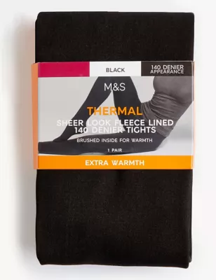 140 Denier Thermal Sheer Fleece Tights
