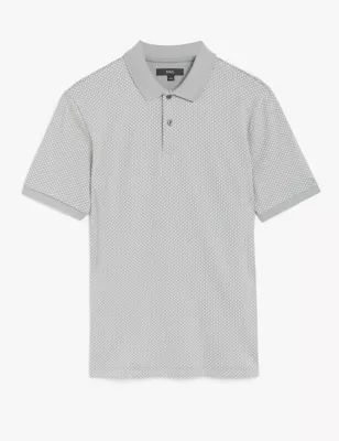 Pure Cotton Geometric Print Polo Shirt