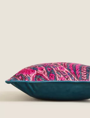 Velvet Paisley Piped Cushion