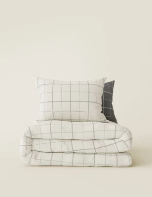 Cotton Blend Checked Bedding Set