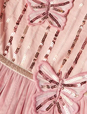 Tulle Sequin Butterfly Party Dress (3-13 Yrs)