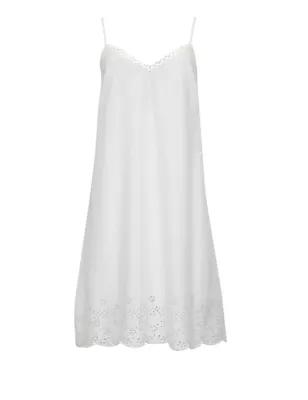 Cotton Modal Broderie Strappy Short Chemise