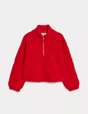 Borg Half Zip Fleece Top (6-16 Yrs)
