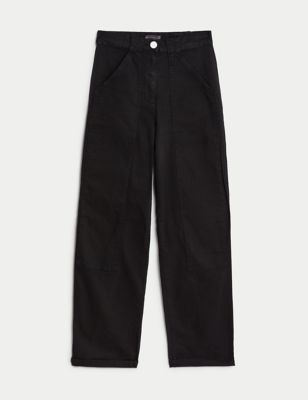 Cotton Rich Relaxed Straight Trousers