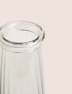 Large Ridged Glass Tapered Vase