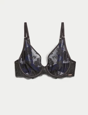 Cosmos Embroidery Wired Plunge Bra