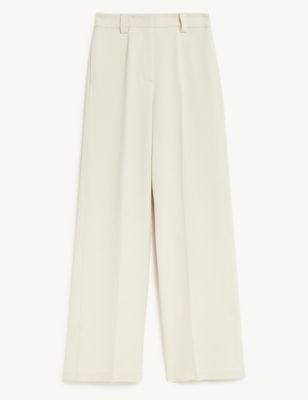 Crepe Tab Detail Wide Leg Trousers