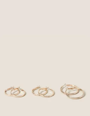 3 Pk Rose Gold Tone Hoop Earrings