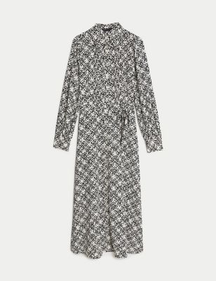 Printed Belted Midaxi Shirt Dress