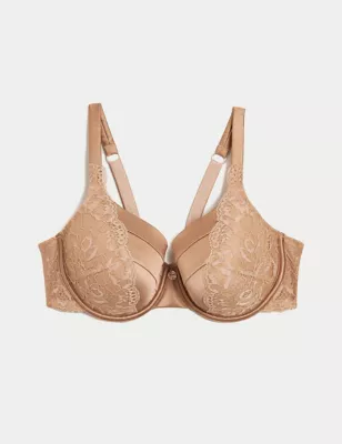 Lace Wired Full Cup Bra With Silk A-E