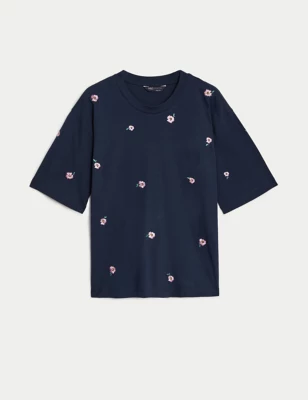 Pure Cotton Embroidered T-Shirt