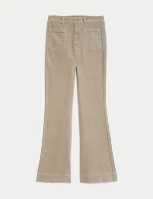 Cord High Waisted Flared Trousers