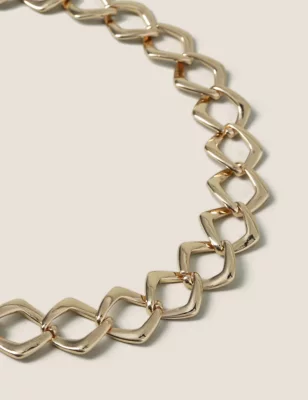 Gold Diamond Shape Link Necklace