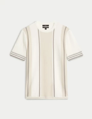 Cotton Rich Striped Knitted T-Shirt
