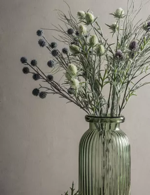 Set Of 12 Artificial Echinops Single Stems