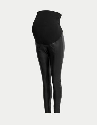 Maternity Leather Look Over Bump Leggings