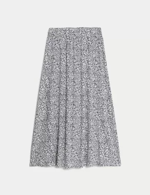 Jersey Printed Midi Skater Skirt
