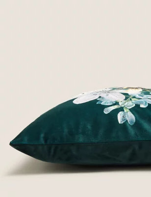 Velvet Bee Embroidered Cushion