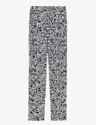 Printed Pleat Front Tapered Trousers