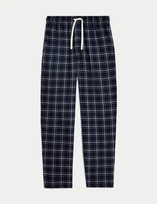 Brushed Cotton Checked Loungewear Bottoms